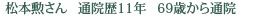 松本勲雄さん　通院歴11年　69歳から通院